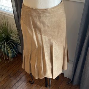 Ideology Vintage Womens Khaki Suede Leather Skirt Size 2 Petite